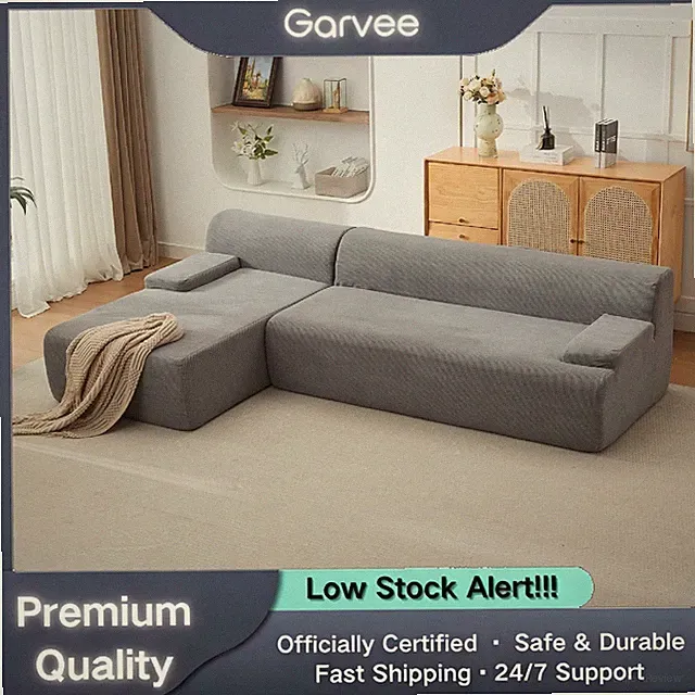 Boneless Modular Cloud Couch Sectional 106", Left Chaise L-Shaped Boneless Sofa