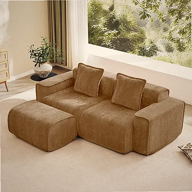 Boneless Modular L-Shape Sectional Sofa Set 2-Seater with Ottoman
