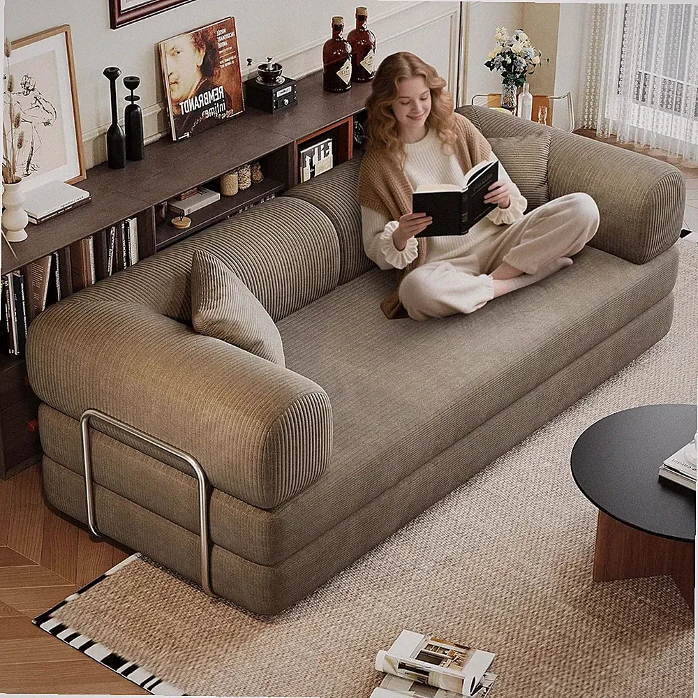 Boneless Modular Sofa Lounger, 78.8" Convertible Floor Bed with Back Support