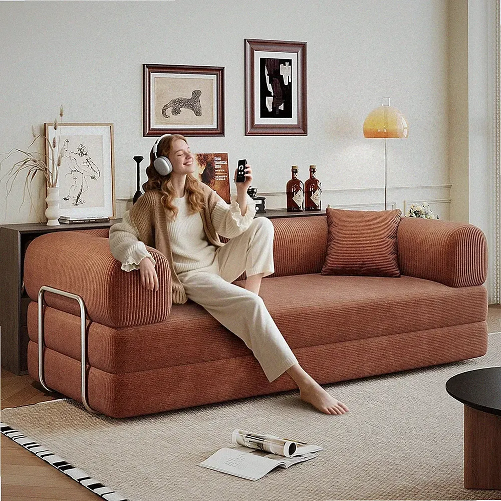 Boneless Modular Sofa Lounger, 78.8" Convertible Floor Bed with Back Support