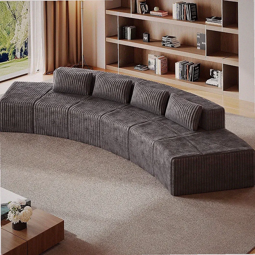 Boneless Sectional Couches for Living Room, Curved Cloud Couch with Upholstered