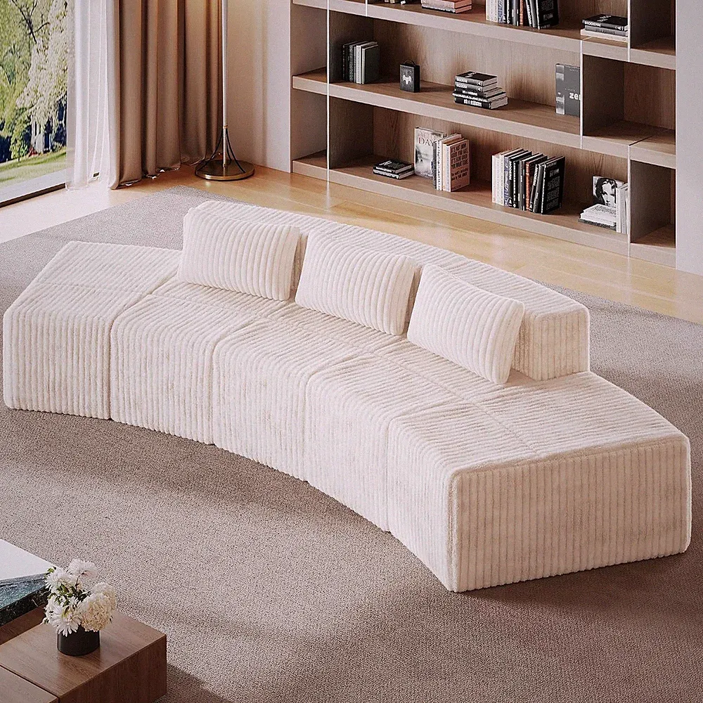 Boneless Sectional Couches for Living Room, Curved Cloud Couch with Upholstered
