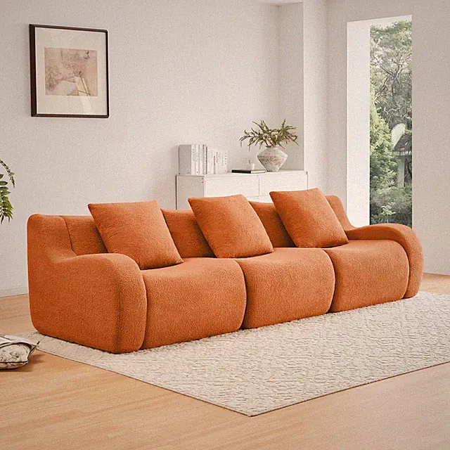 Boneless Sofa,3 Seat High-Quality Teddy Fabric,Anti-Slip Design,No Assembl