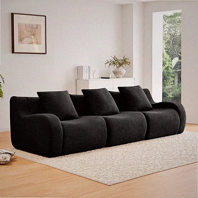 Boneless Sofa,3 Seat High-Quality Teddy Fabric,Anti-Slip Design,No Assembly