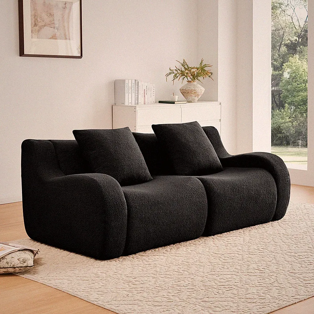 Boneless Teddy Sofa, Anti-Slip & No Assembly Sectional for Living Room in Black