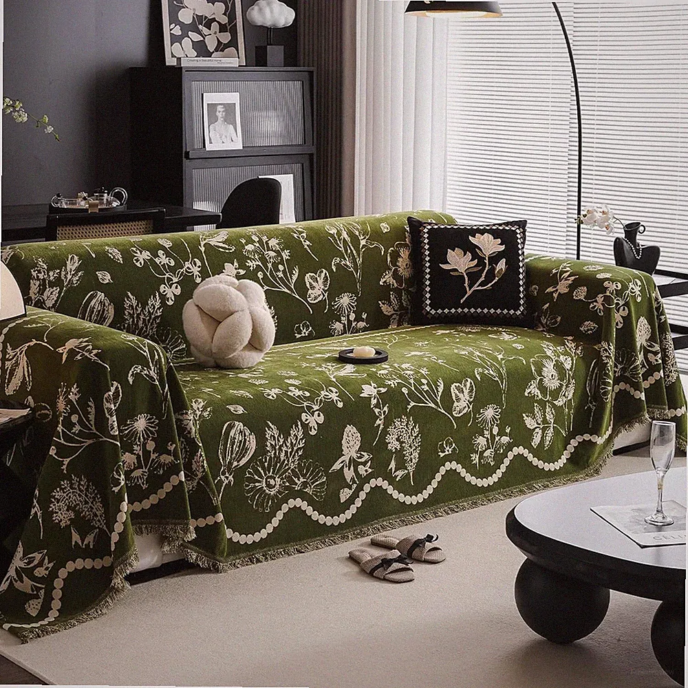 Botanical Chenille Couch Cover X-Large 71"x134" - Revive Your Living Room Style