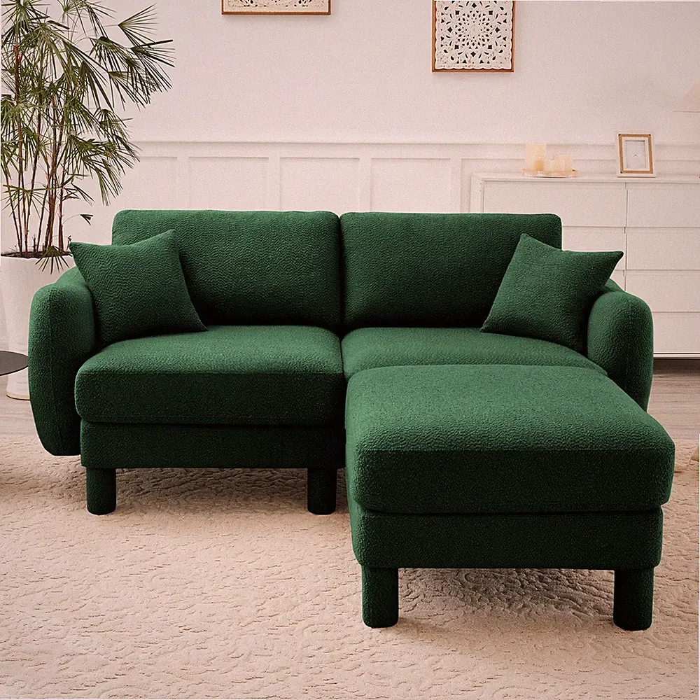 Boucle Fabric Sectional 2-seater Loveseat Sofa Couch With Distinctive Shell-sh