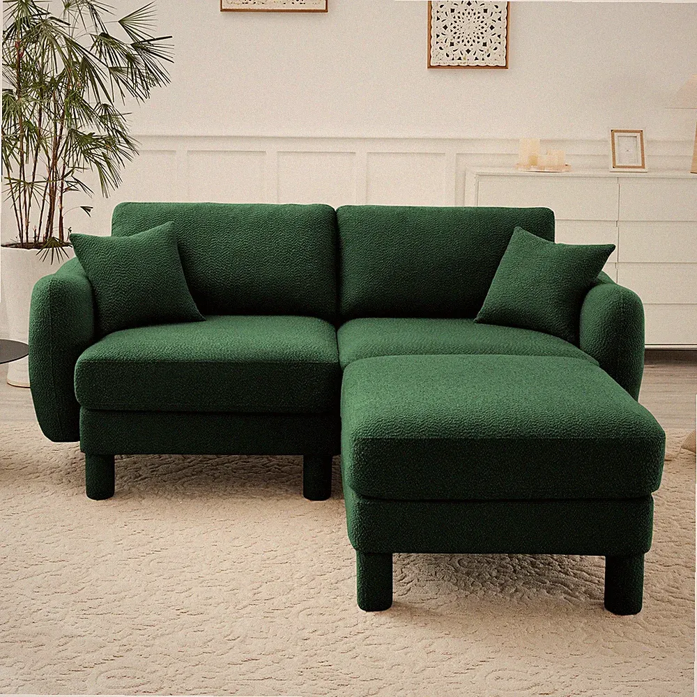 Boucle Fabric Sectional 2-seater Loveseat Sofa Couch With Distinctive Shell-sh