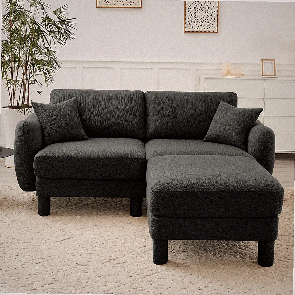 Boucle Fabric Sectional 2-seater Loveseat Sofa Couch With Distinctive Shell-sha