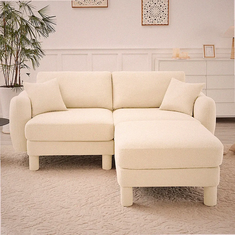 Boucle Fabric Sectional 2-seater Loveseat Sofa Couch With Distinctive Shell-shap