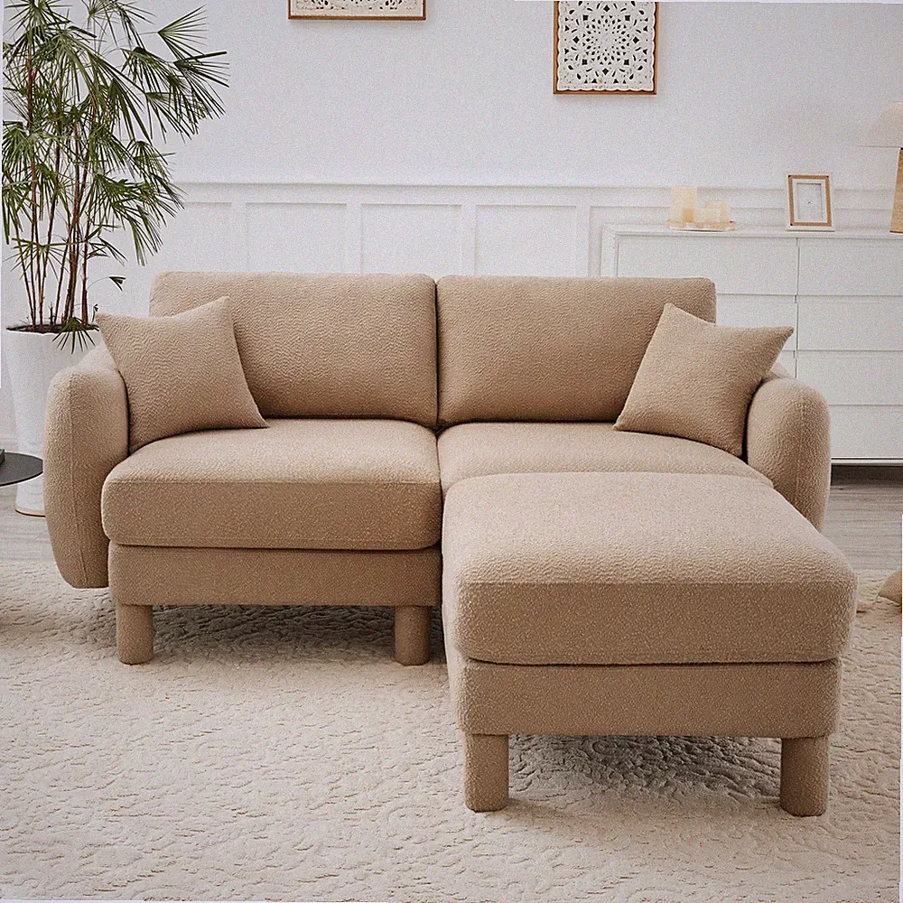 Boucle Fabric Sectional 2-seater Loveseat Sofa Couch With Distinctive Shell-shap