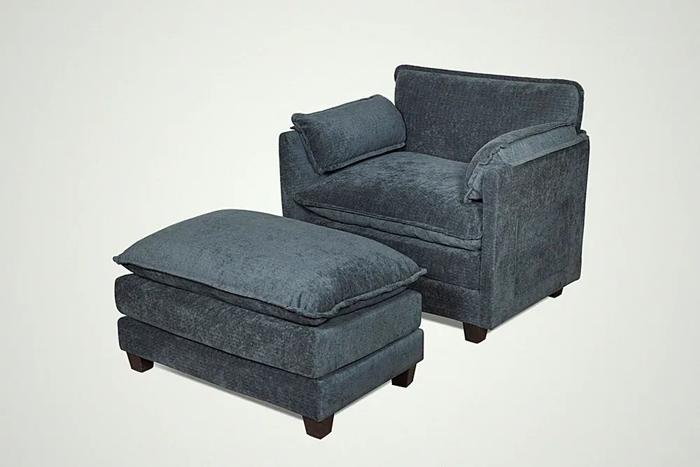Boucle Single Sofa Bed 55.32" x 39.76" x 34.25" Ottoman, Dark Green Black