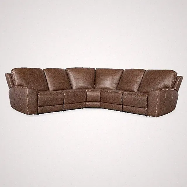 Bowery Hill 5-Piece Leather Sectional with Power Headrests in Brown