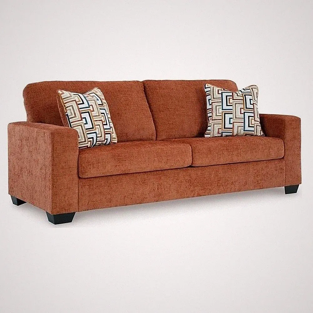 Bowery Hill Burnt Orange Queen Sofa Sleeper with Memory Foam Bed