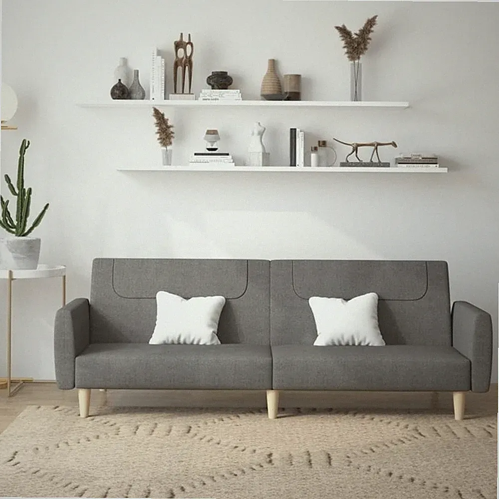Bowery Hill Contemporary 2-Seater Sofa Bed in Dark Grey Fabric