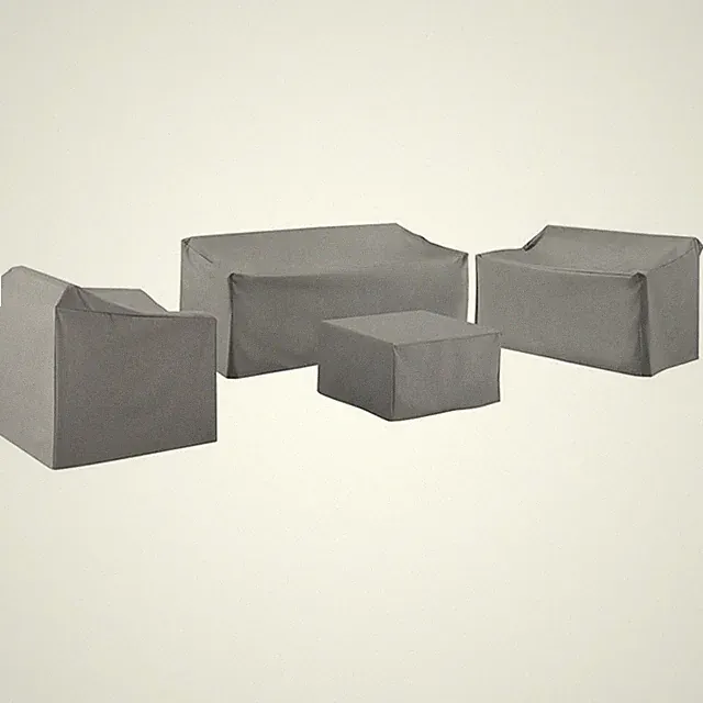 Bowery Hill Contemporary 4 Piece Patio Vinyl Sofa Cover Set in Gray