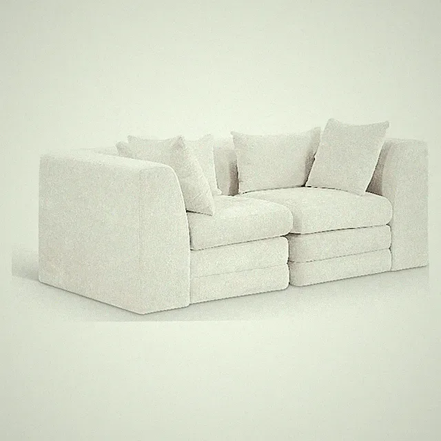 Bowery Hill Contemporary 76" Cream Chenille Fabric 2-Oiece Modular Loveseat