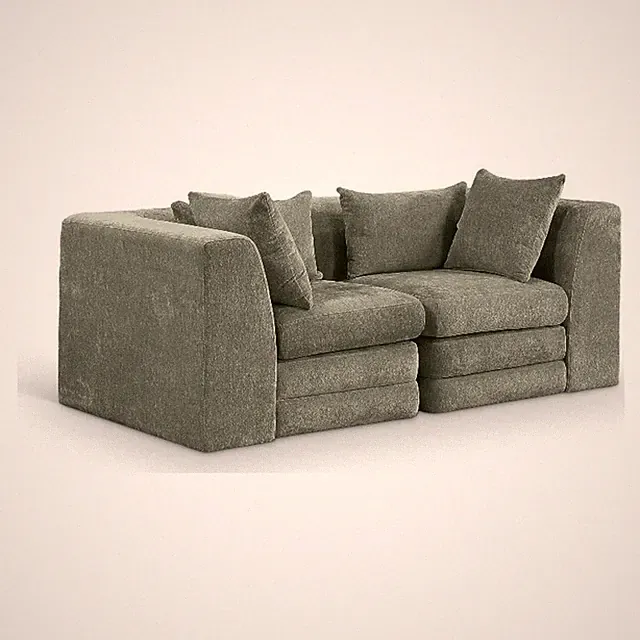 Bowery Hill Contemporary 76" Green Chenille Fabric 2-Oiece Modular Loveseat