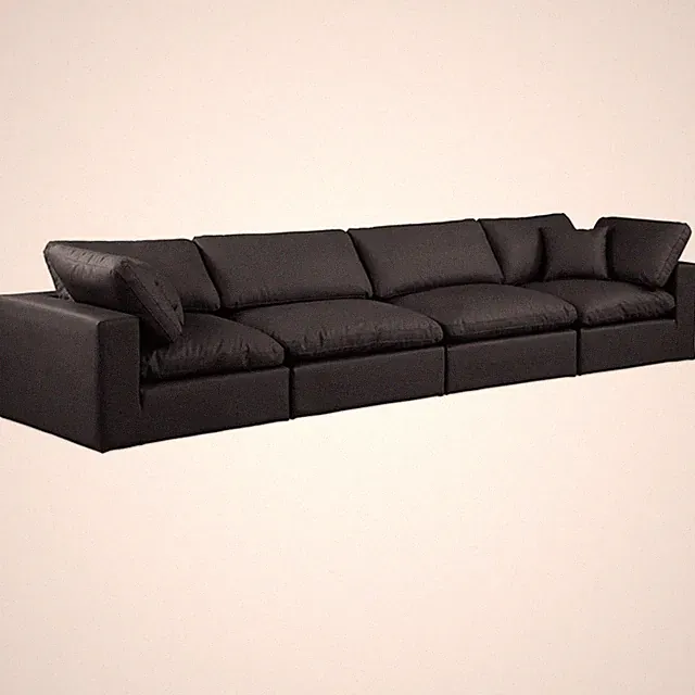 Bowery Hill Contemporary Black Vegan Leather 4-Piece Modular Sofa