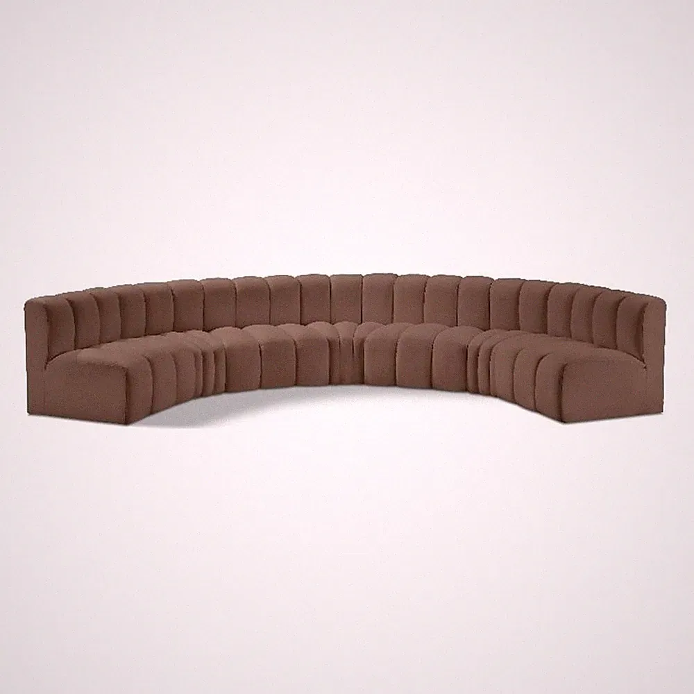 Bowery Hill Contemporary Brown Vegan Leather Modular Sectional