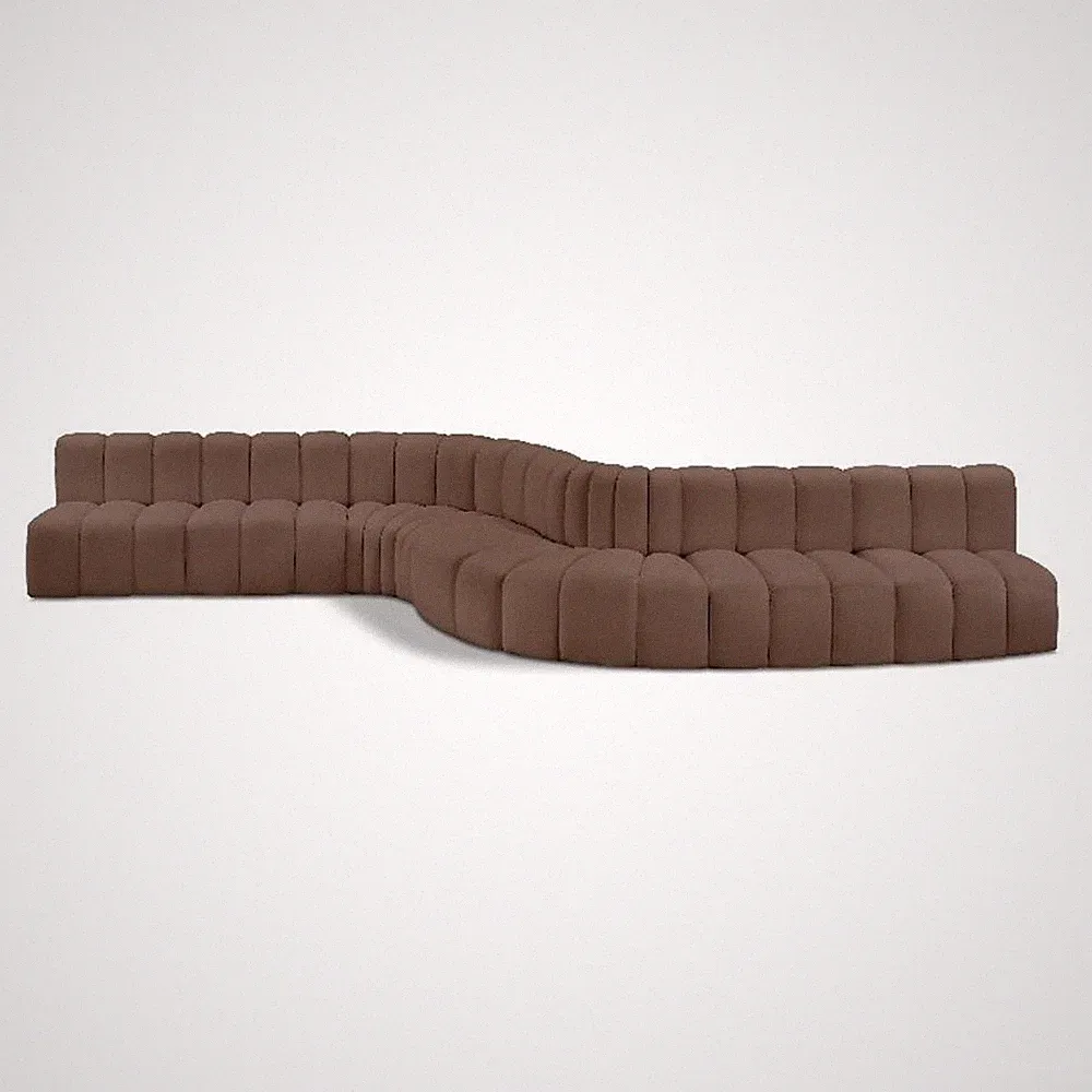 Bowery Hill Contemporary Brown Vegan Leather Modular Sectional