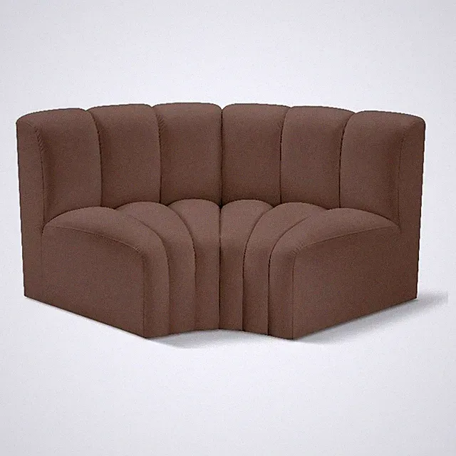 Bowery Hill Contemporary Brown Vegan Leather Modular Sectional