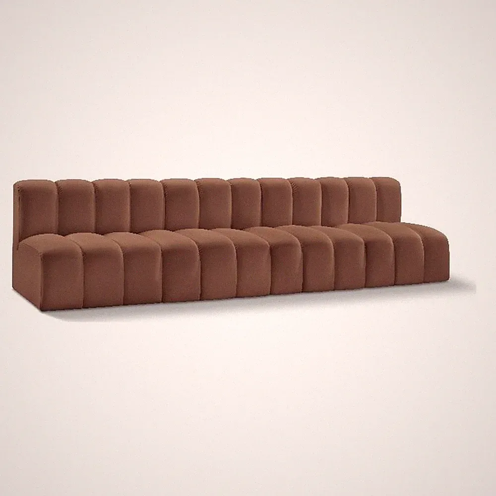 Bowery Hill Contemporary Cognac Vegan Leather Modular Sectional