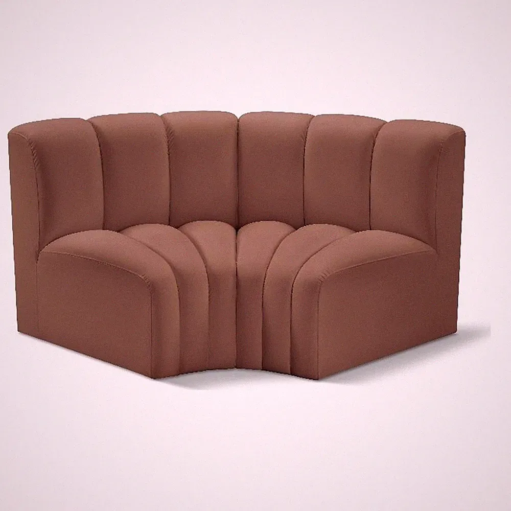Bowery Hill Contemporary Cognac Vegan Leather Modular Sectional