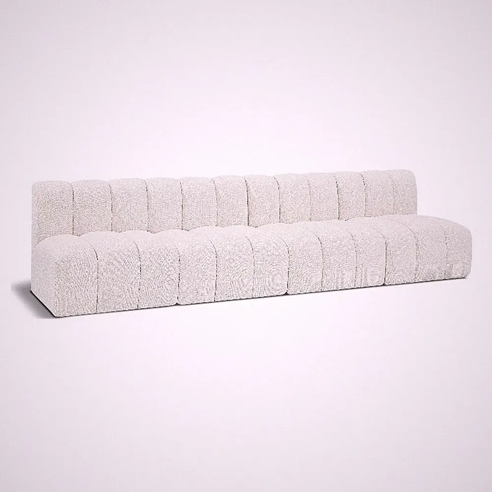 Bowery Hill Contemporary Cream Boucle Fabric Modular Sectional
