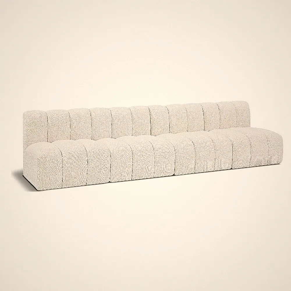 Bowery Hill Contemporary Cream Boucle Fabric Modular Sectional