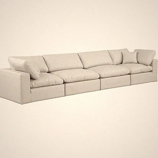 Bowery Hill Contemporary Cream Vegan Leather 4-Piece Modular Sofa