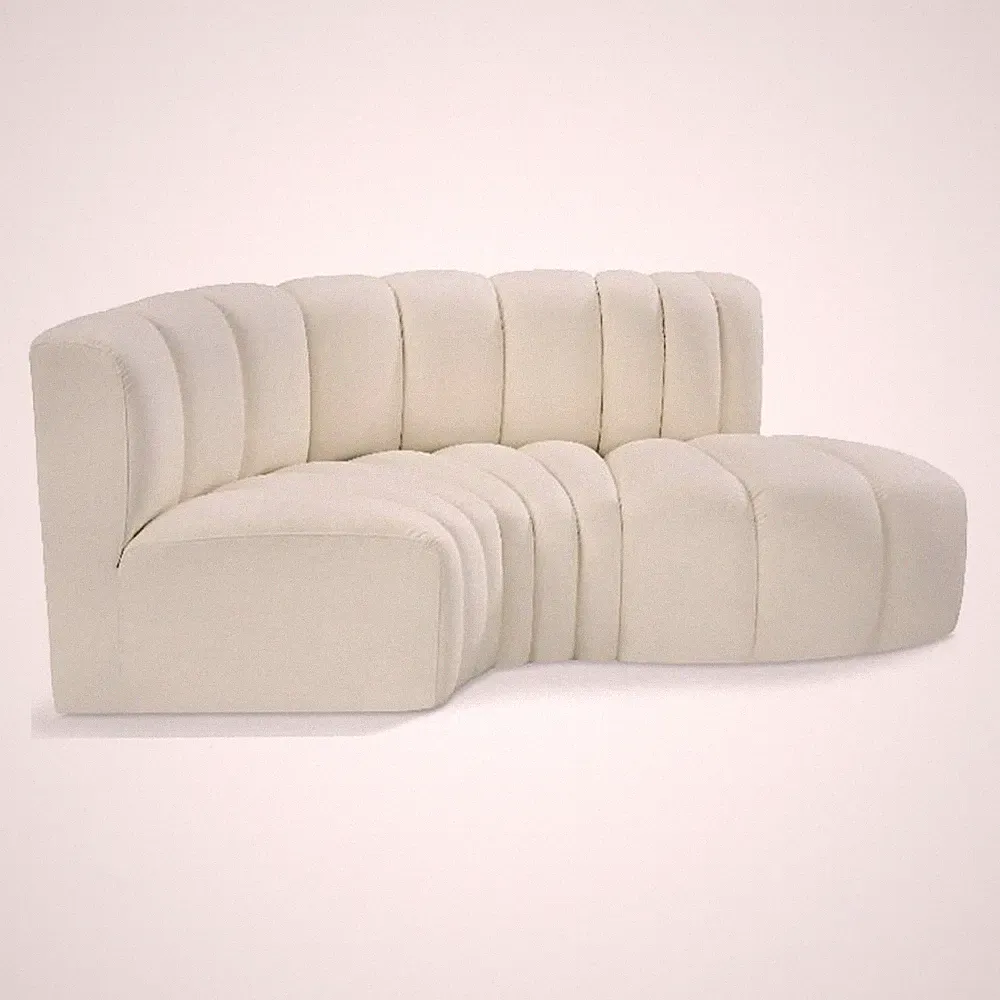 Bowery Hill Contemporary Cream Vegan Leather Modular Sectional