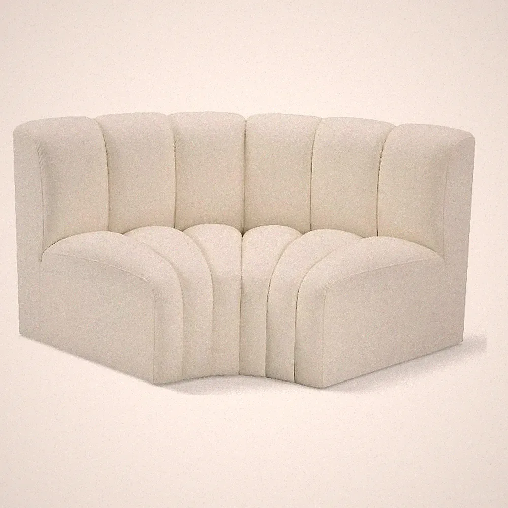Bowery Hill Contemporary Cream Vegan Leather Modular Sectional