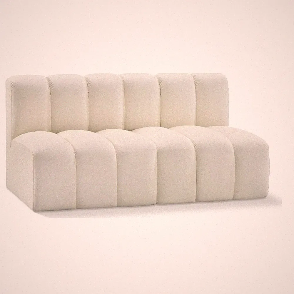 Bowery Hill Contemporary Cream Vegan Leather Modular Sectional