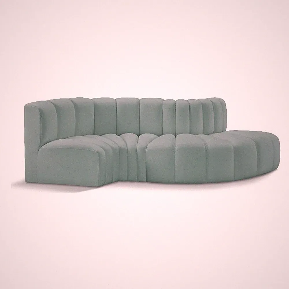 Bowery Hill Contemporary Mint Green Vegan Leather Modular Sectional