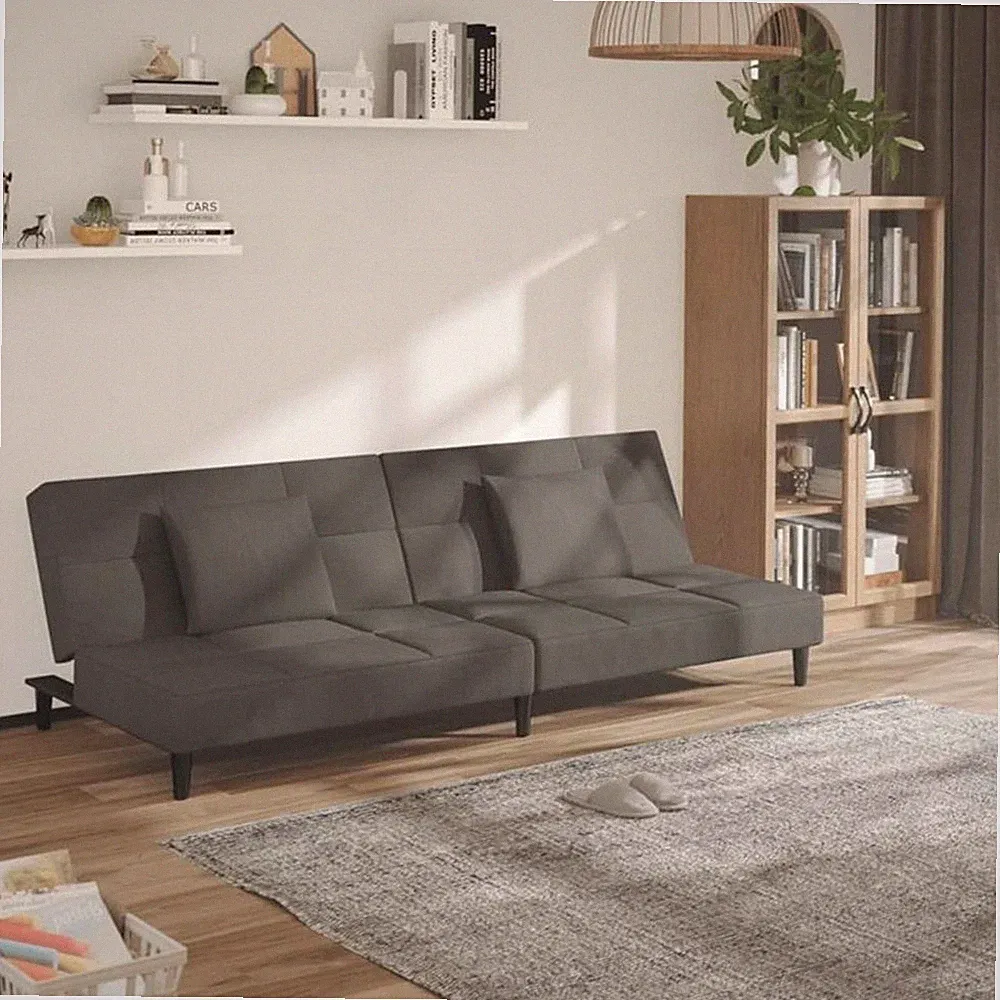 Bowery Hill Contemporary Sleeper Sofa Bed in Dark Gray Velvet