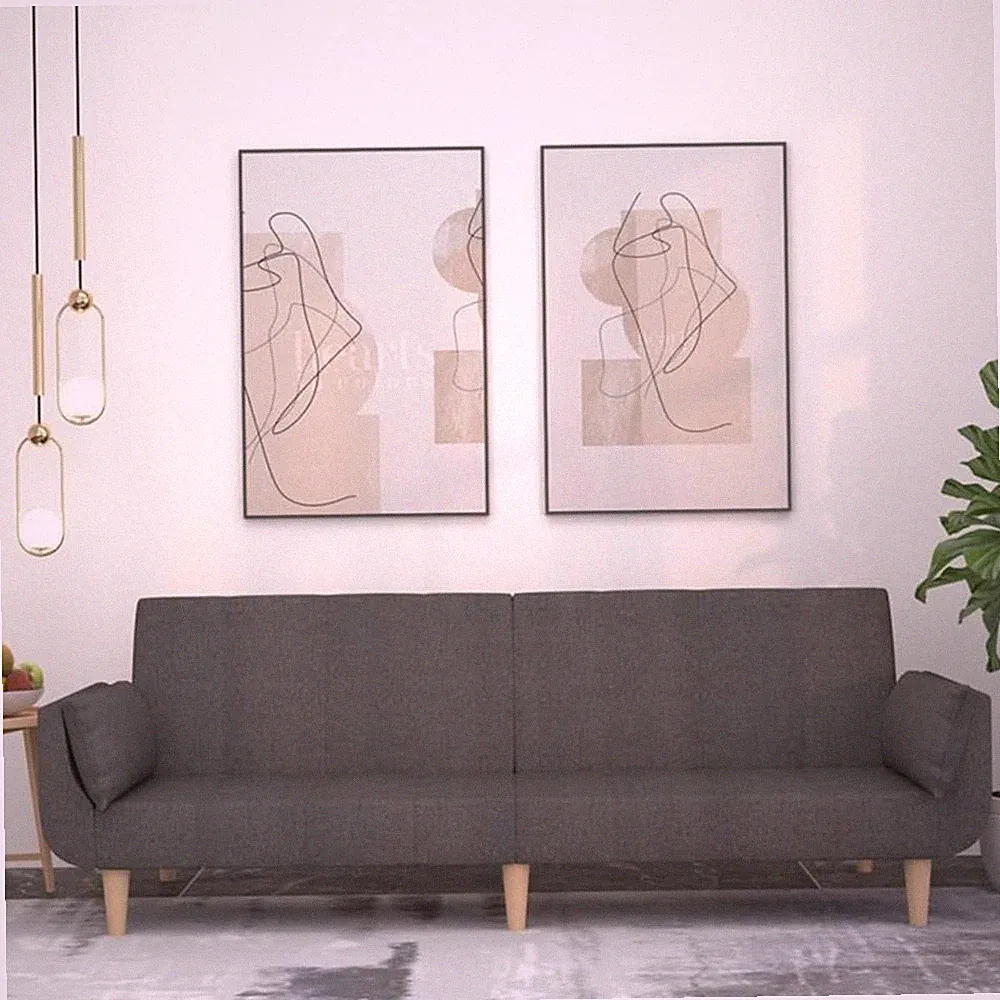 Bowery Hill Contemporary Sofa Bed in Dark Grey Finish Fabric