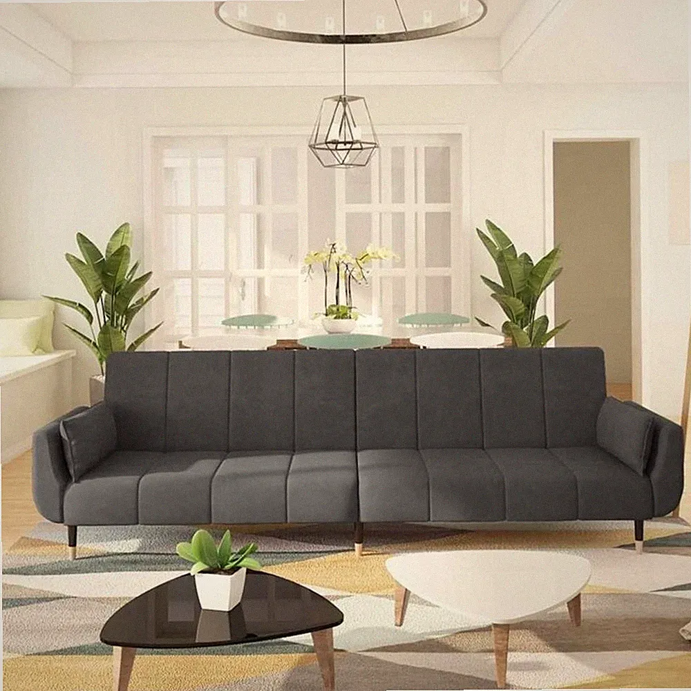 Bowery Hill Contemporary Sofa Bed in Dark Grey Finish Polyester