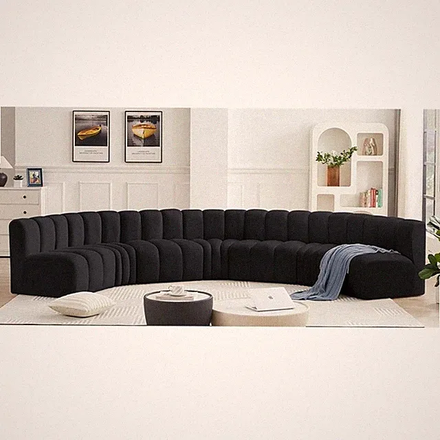 Bowery Hill Contemporary Soft Black Velvet Modular Sectional