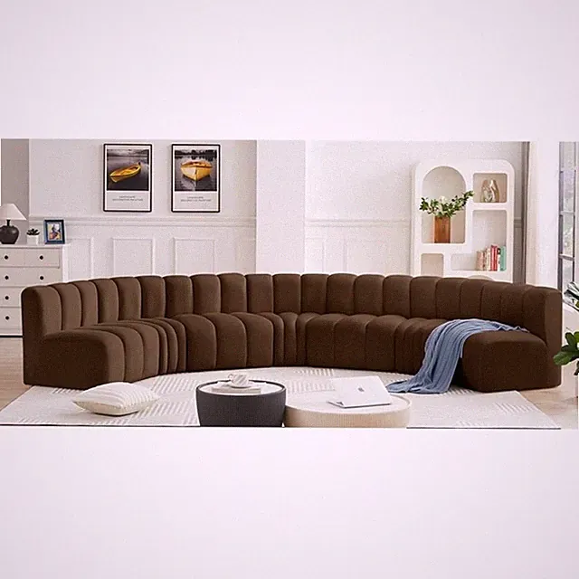Bowery Hill Contemporary Soft Brown Velvet Modular Sectional