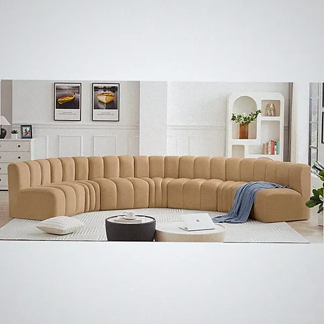 Bowery Hill Contemporary Soft Camel Velvet Modular Sectional