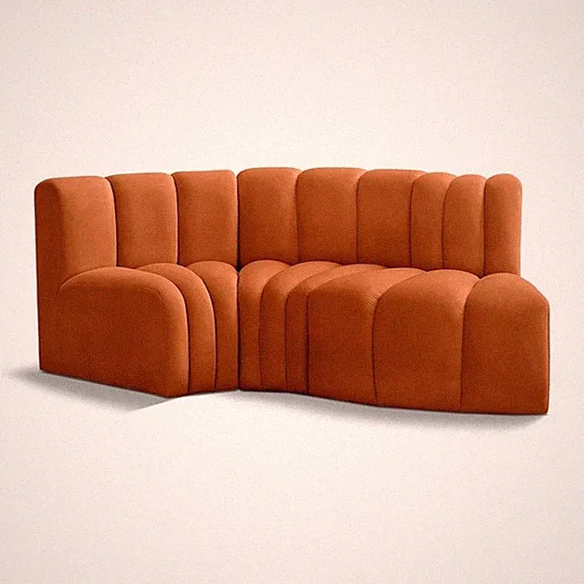 Bowery Hill Contemporary Soft Cognac Velvet Modular Sectional