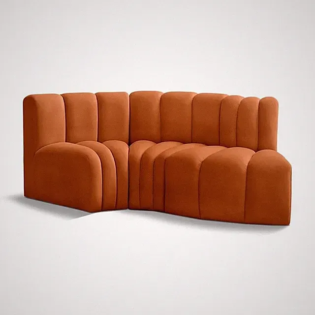 Bowery Hill Contemporary Soft Cognac Velvet Modular Sectional