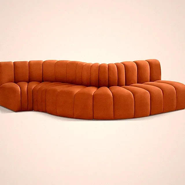 Bowery Hill Contemporary Soft Cognac Velvet Modular Sectional