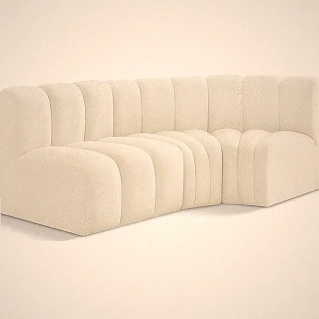 Bowery Hill Contemporary Soft Cream Velvet Modular Sectional
