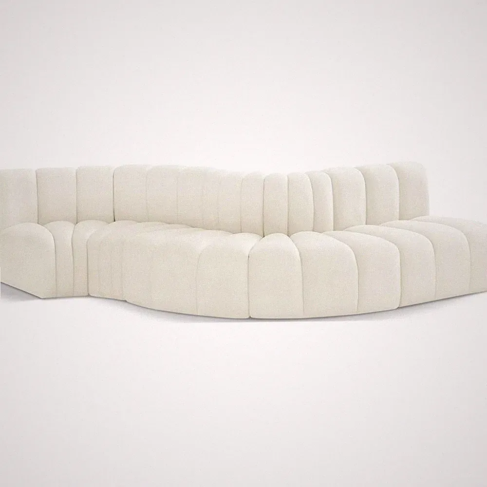 Bowery Hill Contemporary Soft Cream Velvet Modular Sectional