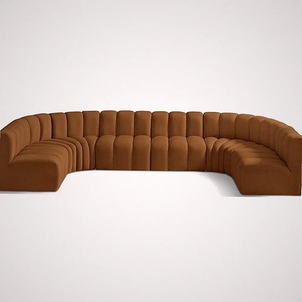 Bowery Hill Contemporary Soft Saddle Velvet Modular Sectional