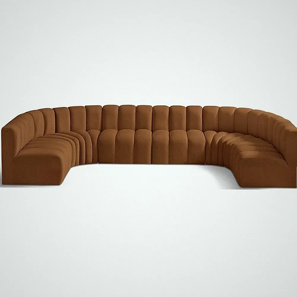 Bowery Hill Contemporary Soft Saddle Velvet Modular Sectional