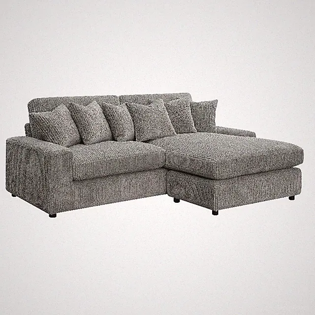 Bowery Hill Corduroy Fabric L-Shaped Sectional Sofa in Gray