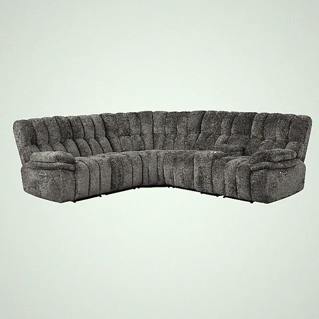 Bowery Hill Dark Gray Fabric Power Reclining Sectional with USB Ports